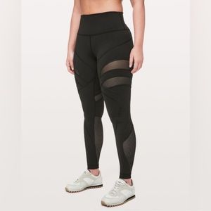 Lululemon wunder under mesh black tight leggings 28 inseam
